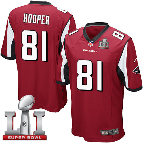 Nike Falcons #81 Austin Hooper Red Team Color Super Bowl LI 51 Youth Stitched NFL Elite Jersey